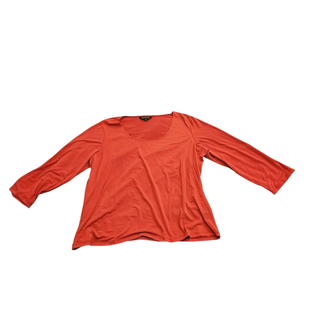 Slinky Brand 1X Burnt Orange 3/4 Sleeve Stretch Top Plus Size